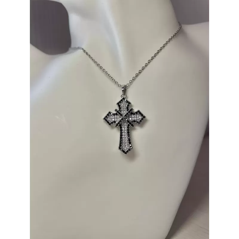 Collana croce dark silver