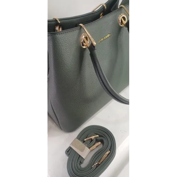 ELEGANCE VERDE BOSCO,MODELLO RIGIDO IN ECOPELLE MARTELLATO